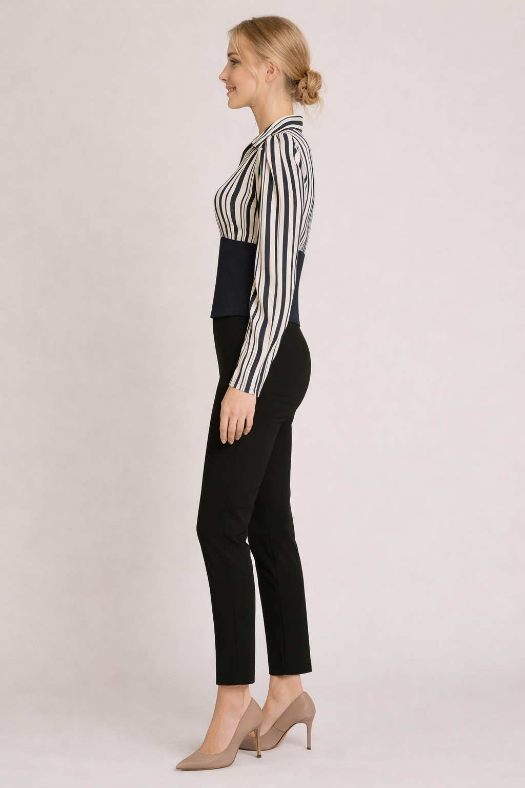 V-Neck Top with Puff Sleeves