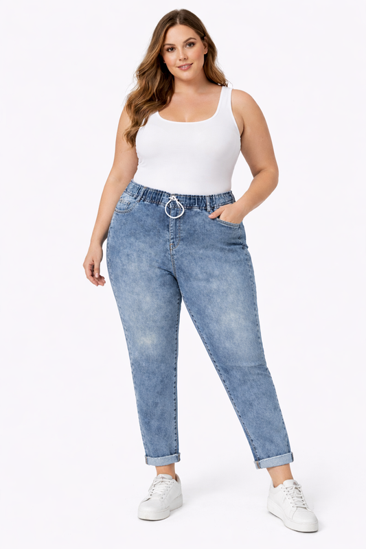 High-Waist Light Blue Mom Fit Jeans