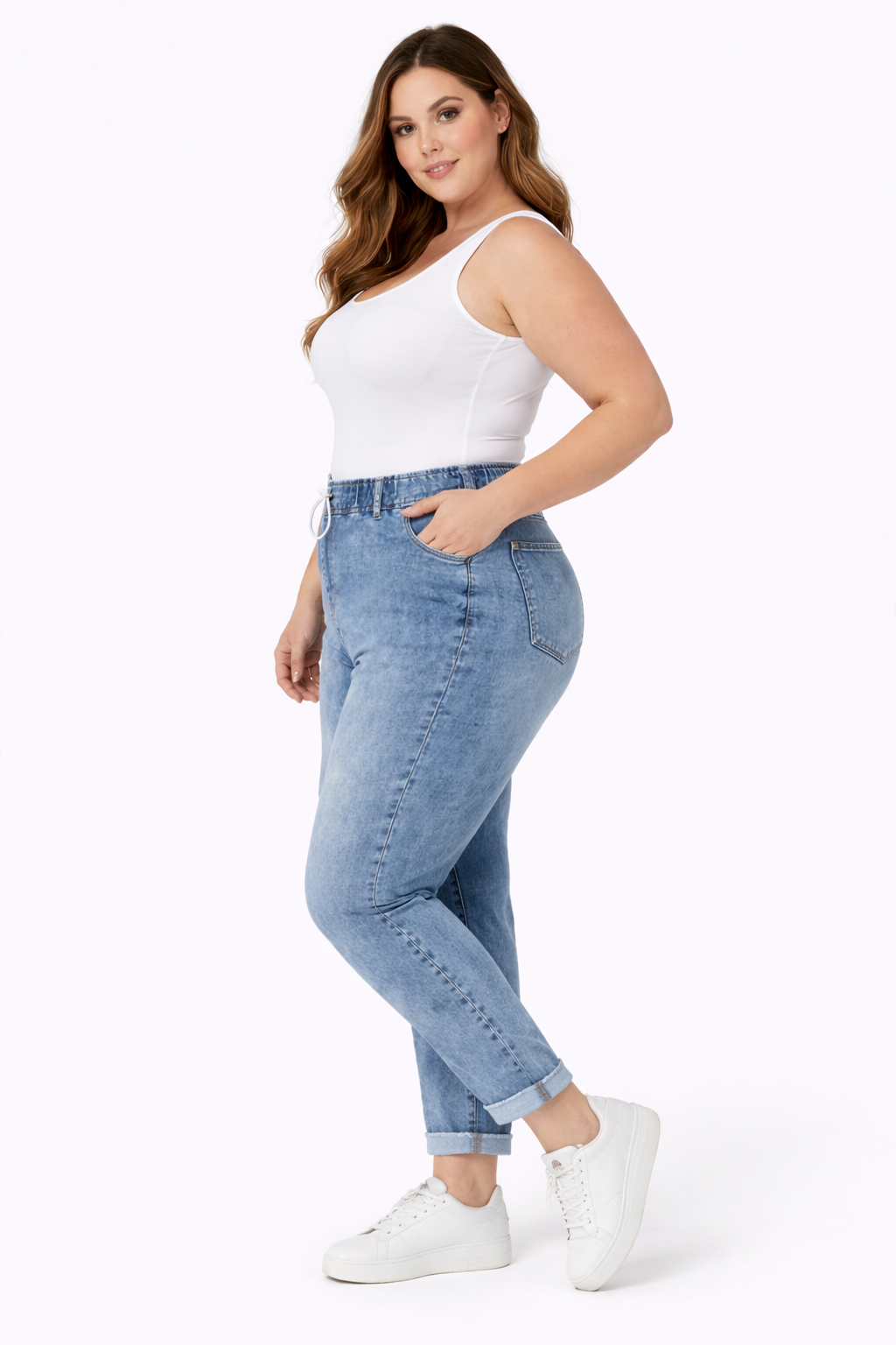 High-Waist Light Blue Mom Fit Jeans