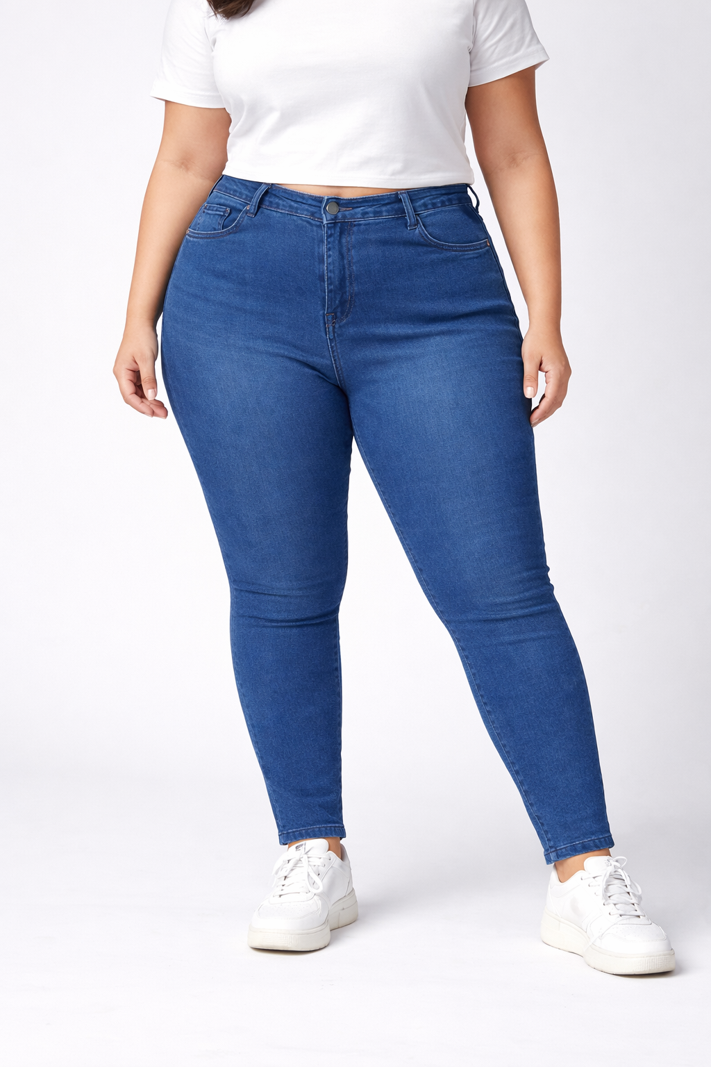 Dark Blue High-Waist Skinny Fit Jeans