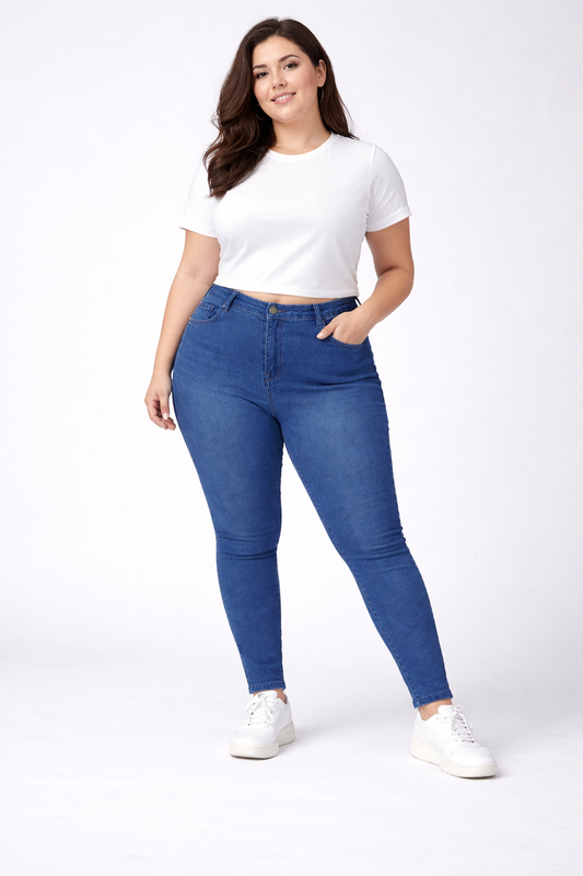 Dark Blue High-Waist Skinny Fit Jeans