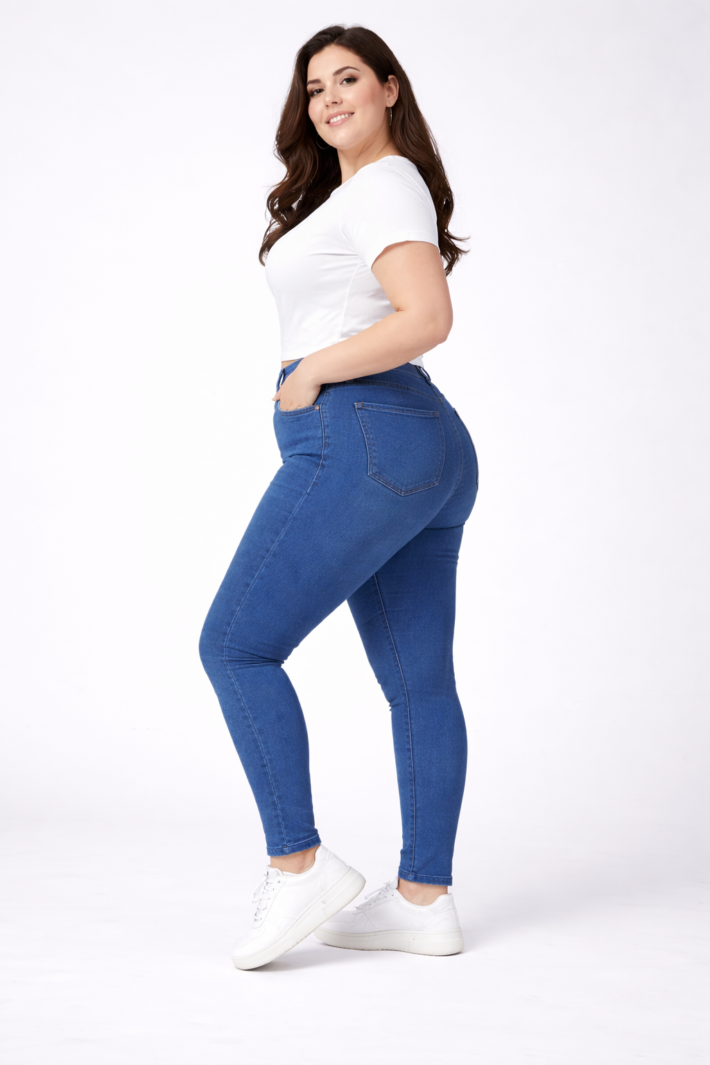 Dark Blue High-Waist Skinny Fit Jeans