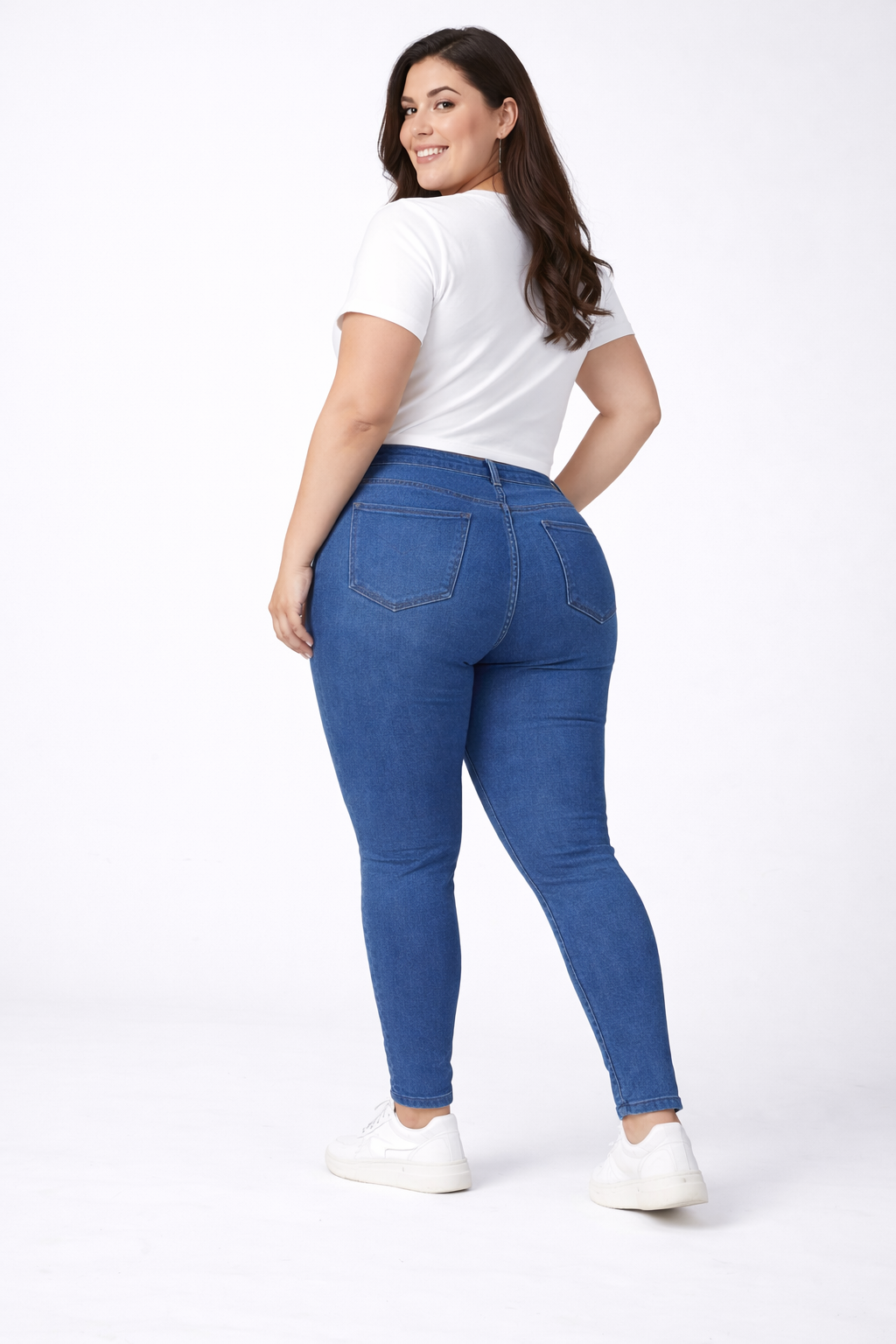 Dark Blue High-Waist Skinny Fit Jeans