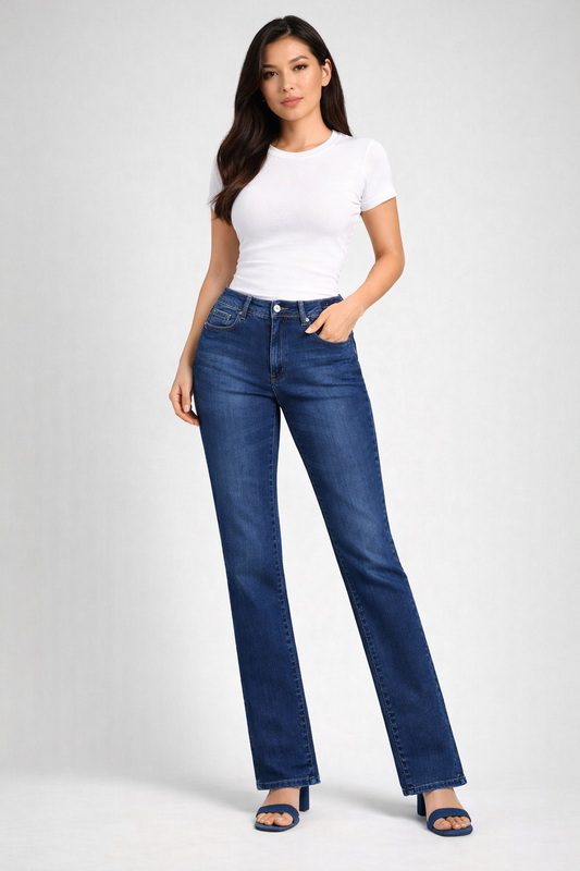 Women’s High Waist Straight Fit Blue Denim Jeans