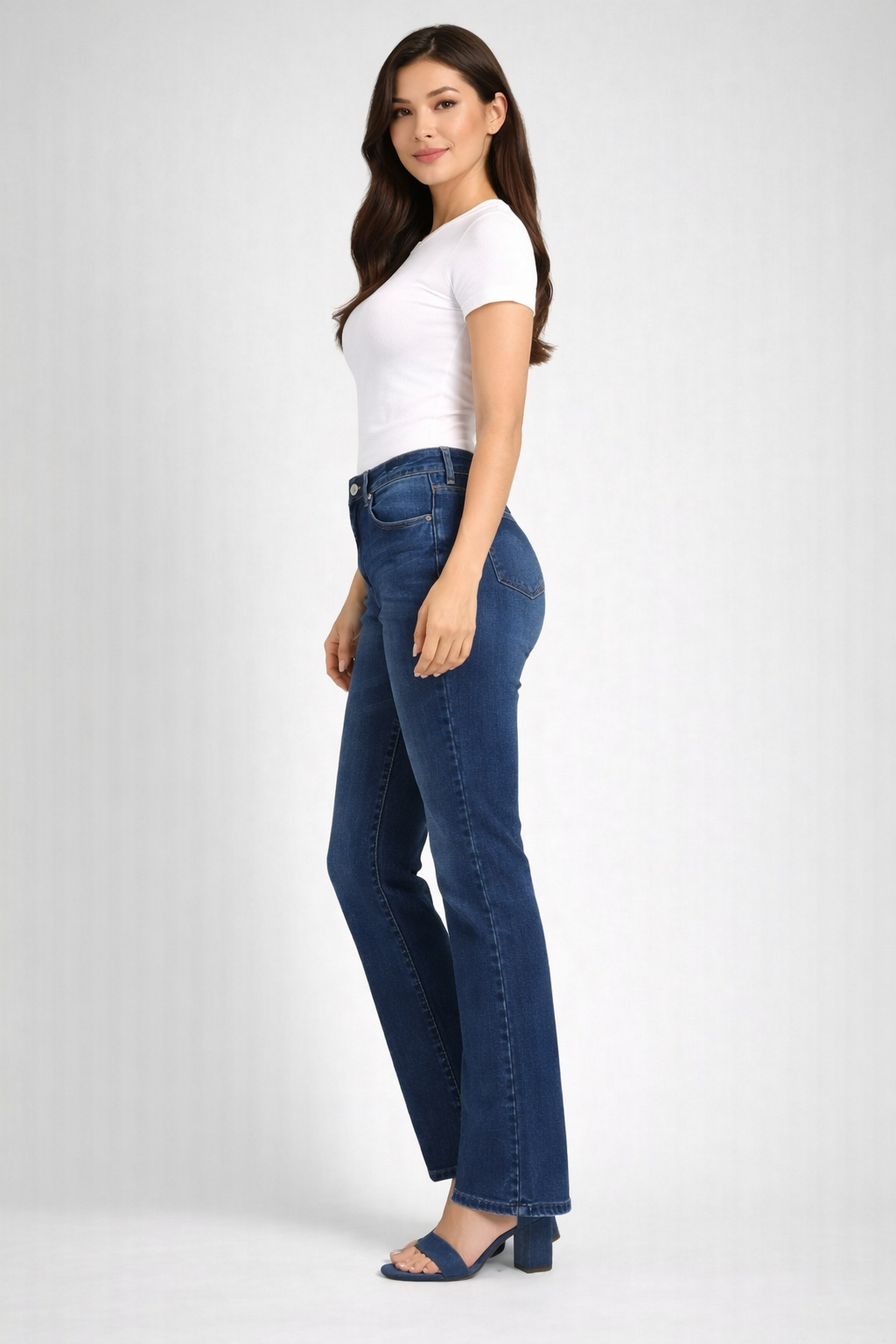 Women’s High Waist Straight Fit Blue Denim Jeans