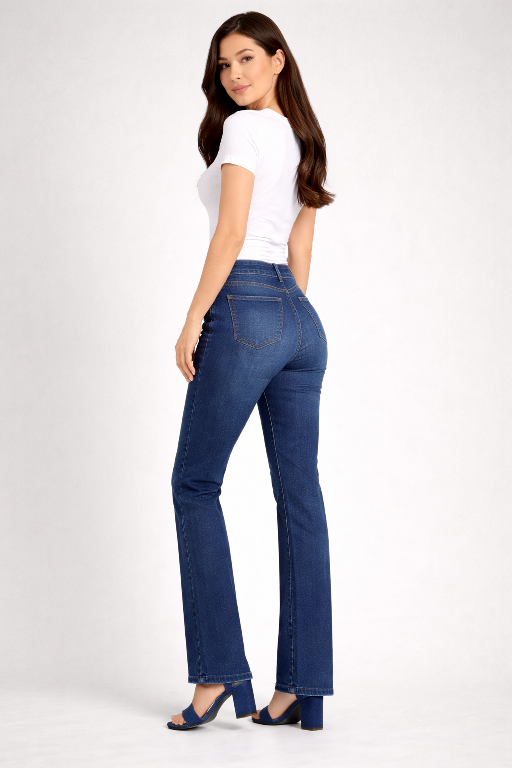 Women’s High Waist Straight Fit Blue Denim Jeans