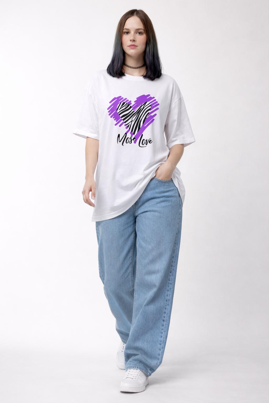 White Oversized “Most Love” Graphic Printed T-Shirt