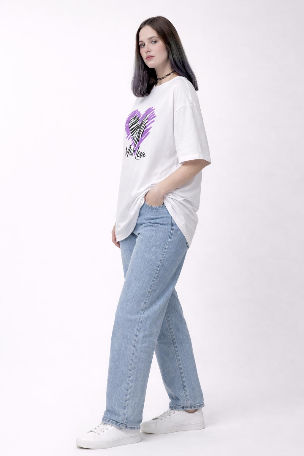 White Oversized “Most Love” Graphic Printed T-Shirt