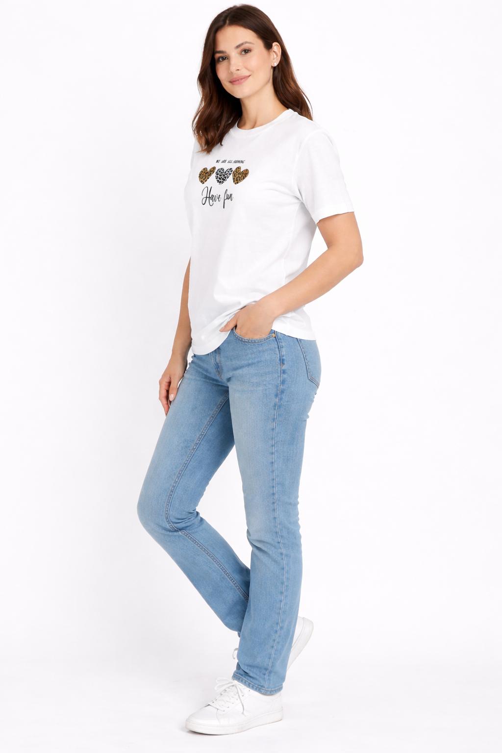 White Graphic Regular Fit T-Shirt – “Have Fun” Print