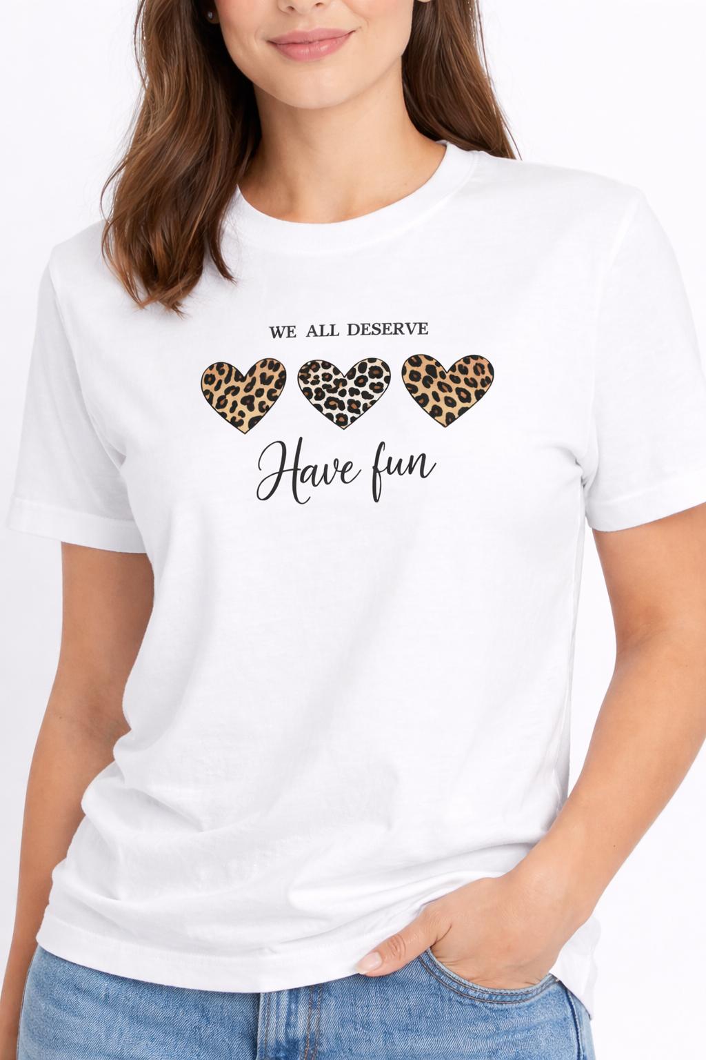 White Graphic Regular Fit T-Shirt – “Have Fun” Print