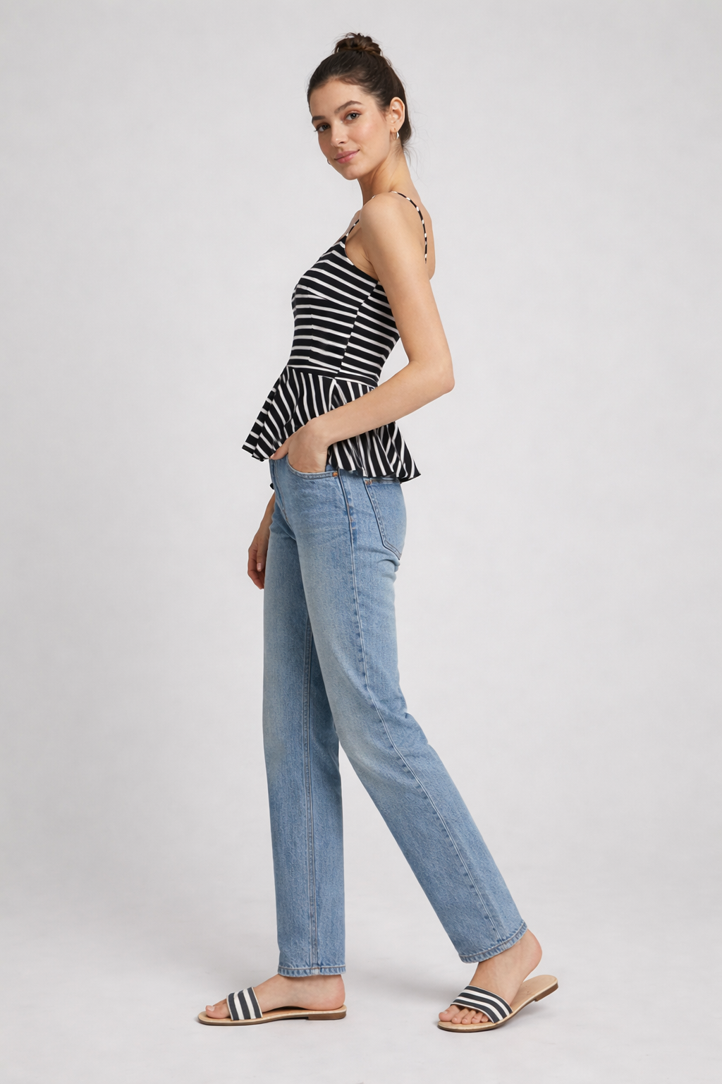 Striped Peplum Camisole Top