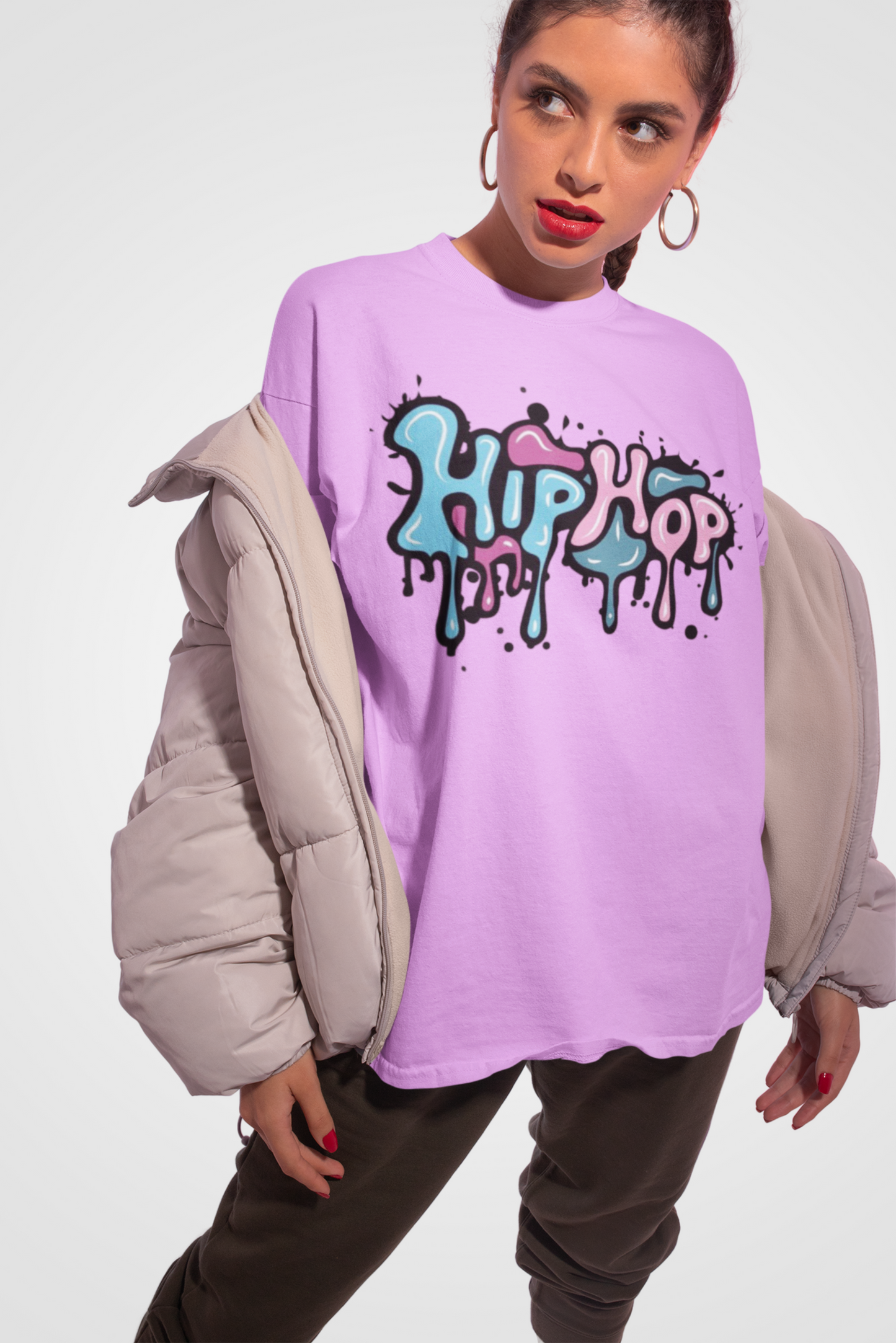 HipHop Light Purple OverSize T Shirt