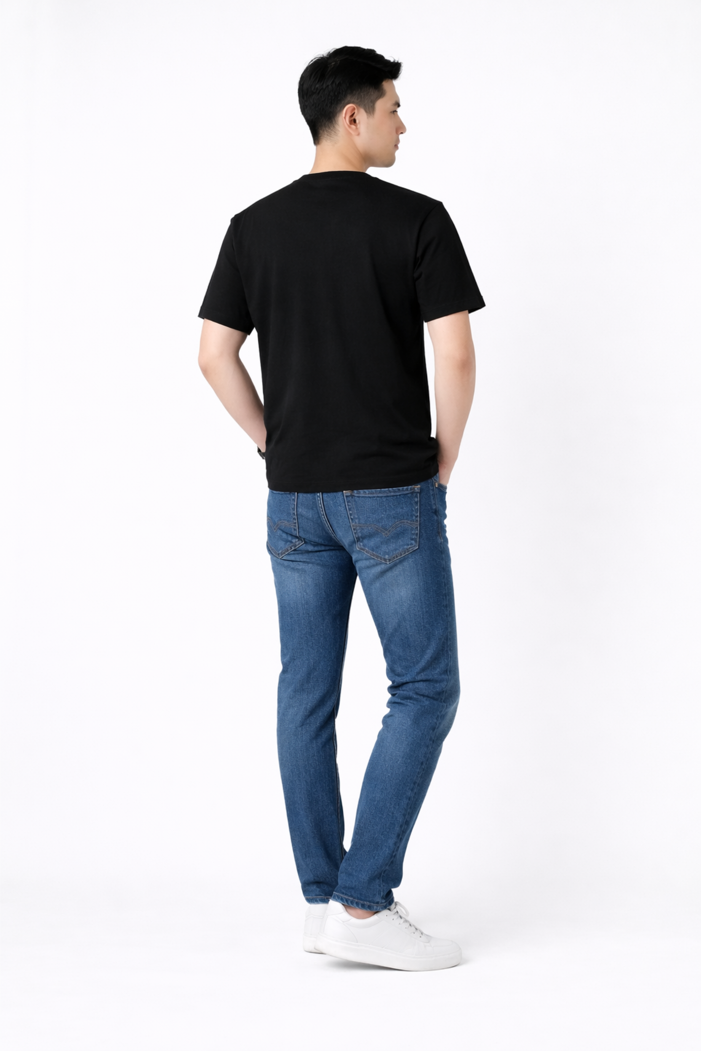 Black Cotton Graphic Print Round Neck T-Shirt for Men