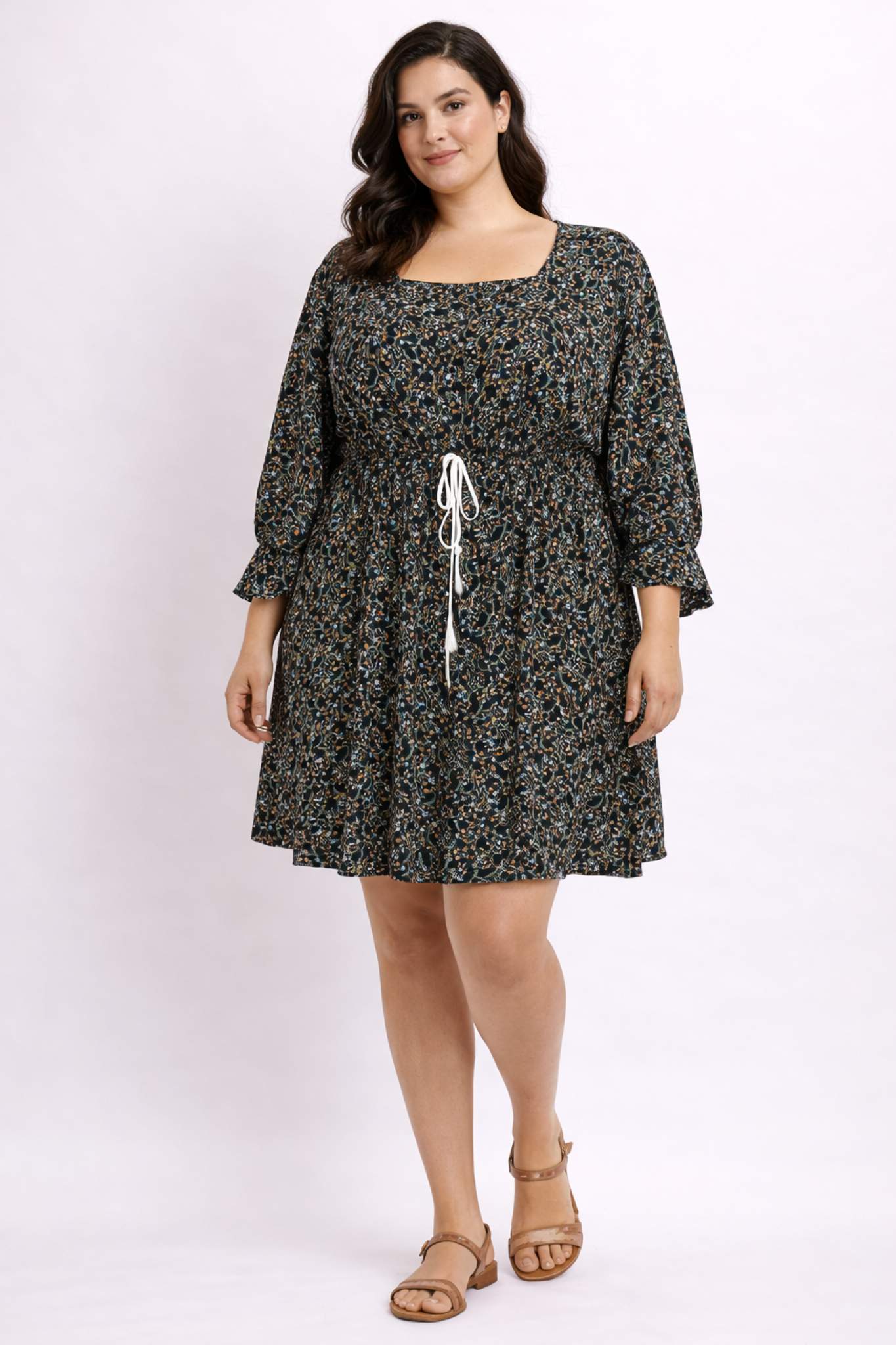 Women Black Floral Print Casual Dress
